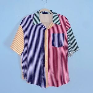 Multicolor striped button down